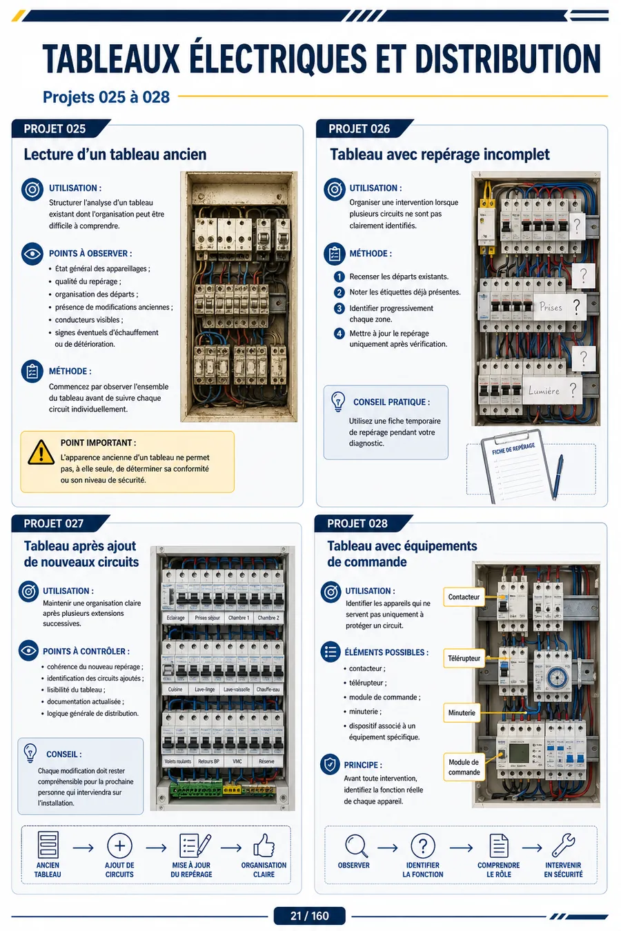 Projets 025 à 028 de tableaux électriques