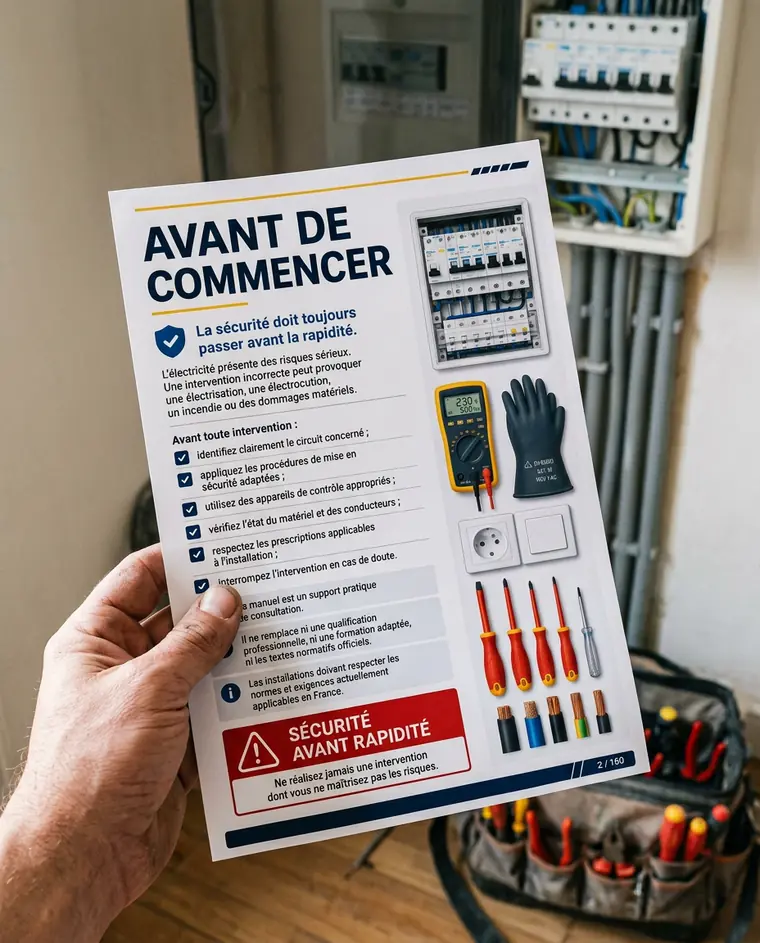 Manuel imprimé utilisé pendant une intervention électrique